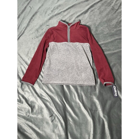 NWT Oshkosh b'gosh SZ 10 Red/Grey Long Sleeve Sweatshirt 1/4 Zip Boys - Picture 3 of 11